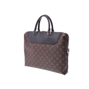 Louis Vuitton Brown Black Leather PDJ Business NM Monogram Bag Macassar